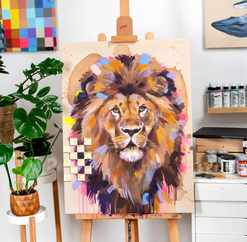 "Vivid King" Original Acrylic & Oil Painting by Slaveika Aladjova