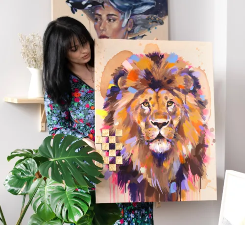 "Vivid King" Original Acrylic & Oil Painting by Slaveika Aladjova "Vivid King" Original Acrylic & Oil Painting by Slaveika Aladjova
