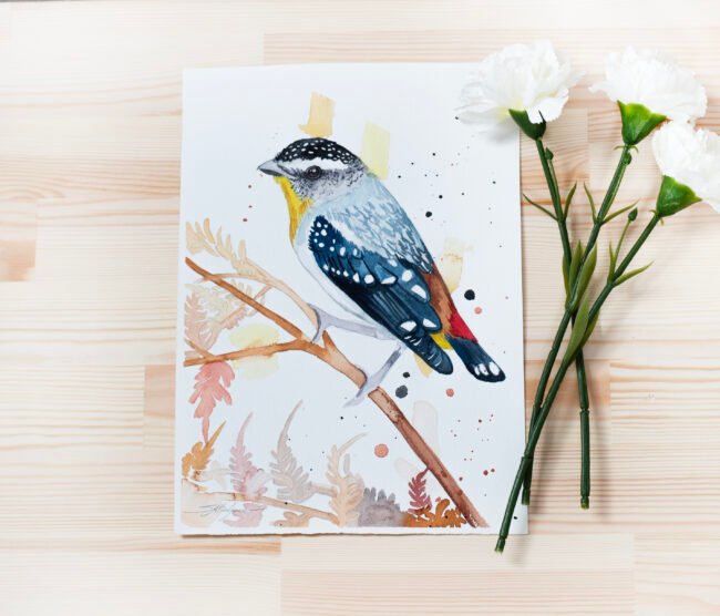 "Spotted pardalote" Original Watercolor Painting