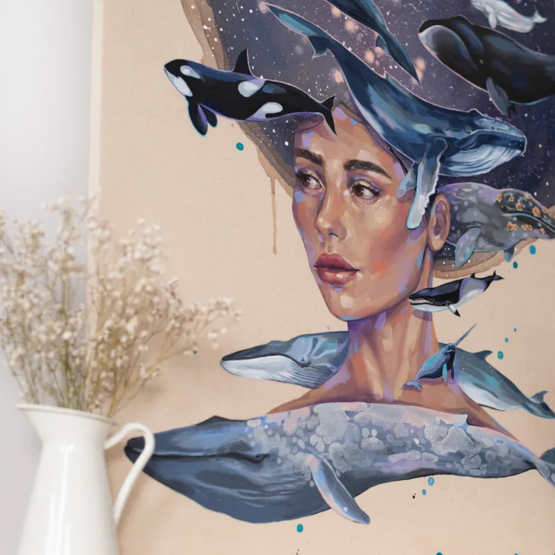 "The Whisper of the Whale" Original Acrylic & Oil Painting by Slaveika Aladjova "The Whisper of the Whale" Original Acrylic & Oil Painting by Slaveika Aladjova