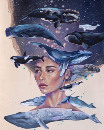 "The Whisper of the Whale" Original Acrylic & Oil Painting by Slaveika Aladjova