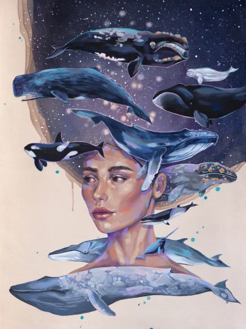 "The Whisper of the Whale" Original Acrylic & Oil Painting by Slaveika Aladjova "The Whisper of the Whale" Original Acrylic & Oil Painting by Slaveika Aladjova