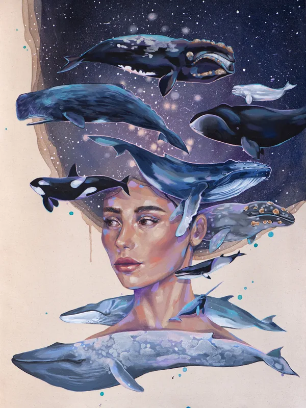 "The Whisper of the Whale" Original Acrylic & Oil Painting by Slaveika Aladjova "The Whisper of the Whale" Original Acrylic & Oil Painting by Slaveika Aladjova