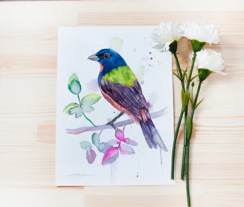 "Painted-Bunting" Original Watercolor Painting, bird "Painted-Bunting" Original Watercolor Painting, bird
