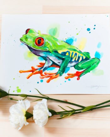 "Red-eyed tree frog" Original Watercolor Painting