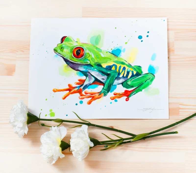 "Red-eyed tree frog" Original Watercolor Painting