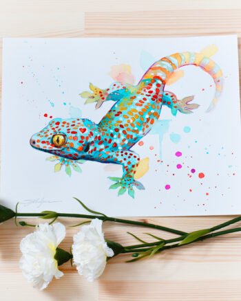 "Tokay Gecko" Original Watercolor Painting,Lizard