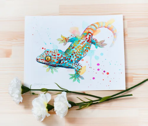 "Tokay Gecko" Original Watercolor Painting,Lizard "Tokay Gecko" Original Watercolor Painting,Lizard