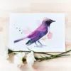 "Amethyst starling or Violet-backed starling" Original Watercolor Painting bird