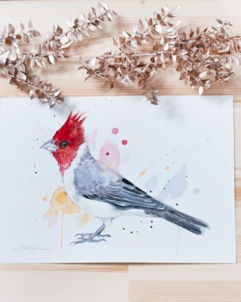 "Red-crested cardinal" Original Watercolor Painting, bird
