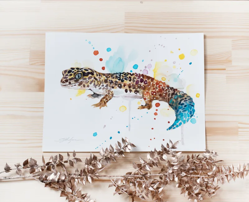 "Leopard gecko" Original Watercolor Painting