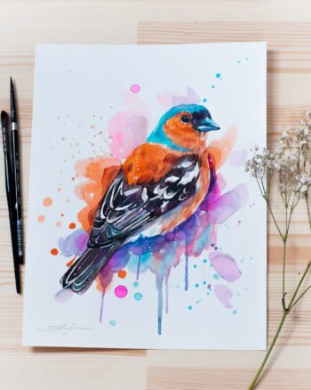 "Common Chaffinch" Original Watercolor Painting, bird