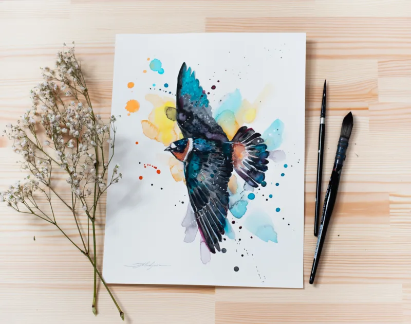 "Cliff Swallow" Original Watercolor Painting, bird "Cliff Swallow" Original Watercolor Painting, bird