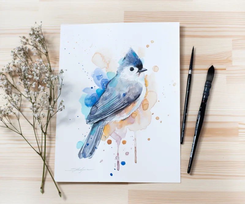 "Tufted Titmouse" Original Watercolor Painting, bird "Tufted Titmouse" Original Watercolor Painting, bird