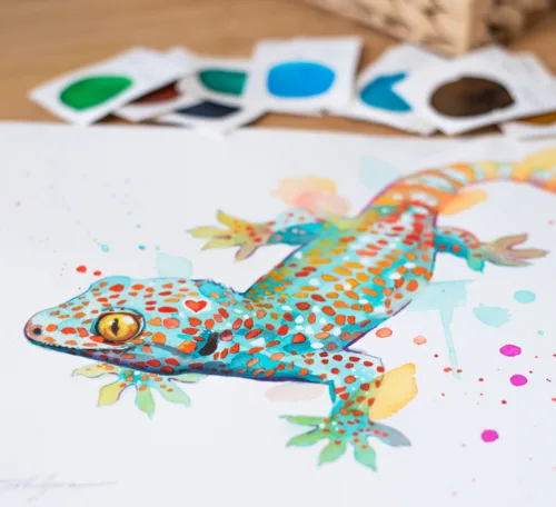 "Tokay Gecko" Original Watercolor Painting,Lizard
