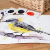 "Eastern yellow robin" Original Watercolor Painting, bird