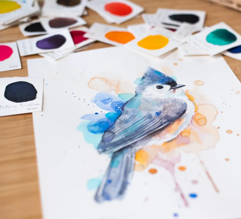 "Tufted Titmouse" Original Watercolor Painting, bird "Tufted Titmouse" Original Watercolor Painting, bird