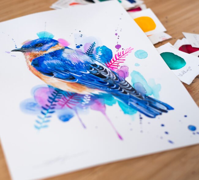 "Bluebird" Original Watercolor Painting,bird