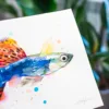 "Guppy, Rainbow fish" Original Watercolor Painting