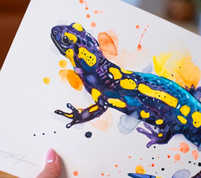 "Fire salamander" Original Watercolor Painting