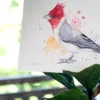 "Red-crested cardinal" Original Watercolor Painting, bird