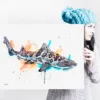 Leopard shark watercolor painting, limited edition art print by Slaveika Aladjova, view 2