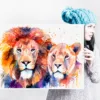 Lion and lioness side by side, watercolor painting, limited edition art print by Slaveika Aladjova