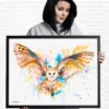 Barn owl in flight watercolor painting, limited edition art print by Slaveika Aladjova, view 2