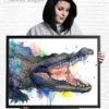 Alligator with open jaws, watercolor painting, limited edition art print by Slaveika Aladjova, view 3