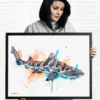 Leopard shark watercolor painting, limited edition art print by Slaveika Aladjova