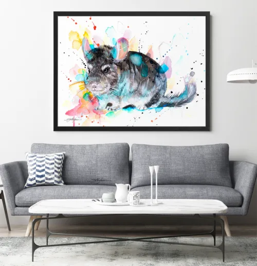 Chinchilla watercolor painting, limited edition art print by Slaveika Aladjova, view 2