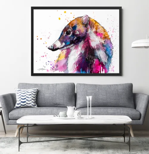 Coati watercolor painting, limited edition art print by Slaveika Aladjova, view 2