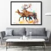 Red deer stag and hind walking, watercolor painting, limited edition art print by Slaveika Aladjova, view 2