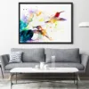 Two hummingbirds at a white flower, watercolor painting, limited edition art print by Slaveika Aladjova, view 4