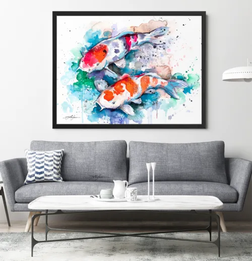 Koi watercolor painting, limited edition art print by Slaveika Aladjova, view 2