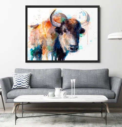 Yak watercolor painting, limited edition art print by Slaveika Aladjova, view 2