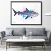 Tiger shark watercolor painting, limited edition art print by Slaveika Aladjova, view 2