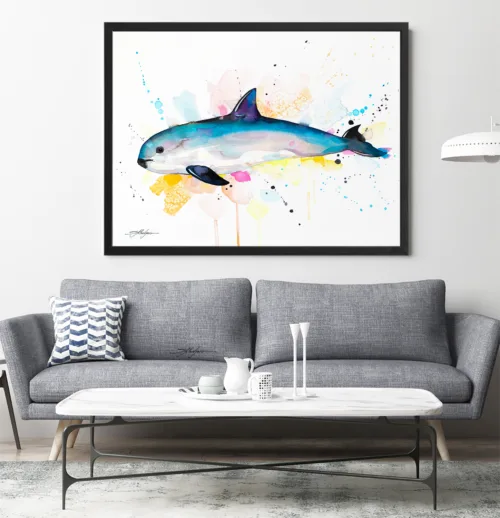 Vaquita watercolor painting, limited edition art print by Slaveika Aladjova, view 2