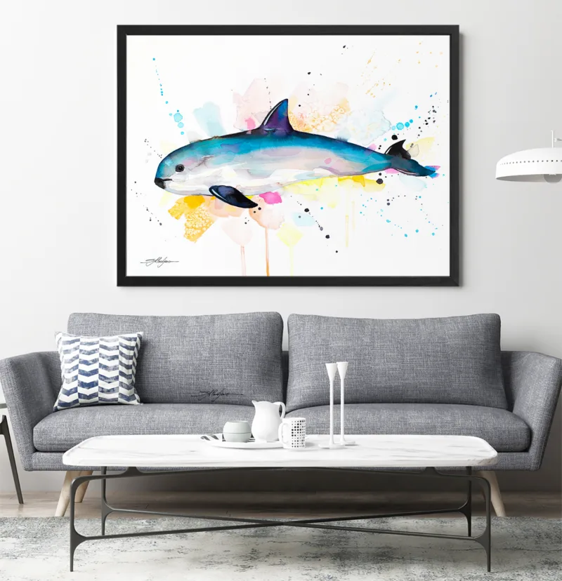 Vaquita watercolor painting, limited edition art print by Slaveika Aladjova, view 2