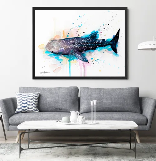 Whale shark watercolor painting, limited edition art print by Slaveika Aladjova, view 2