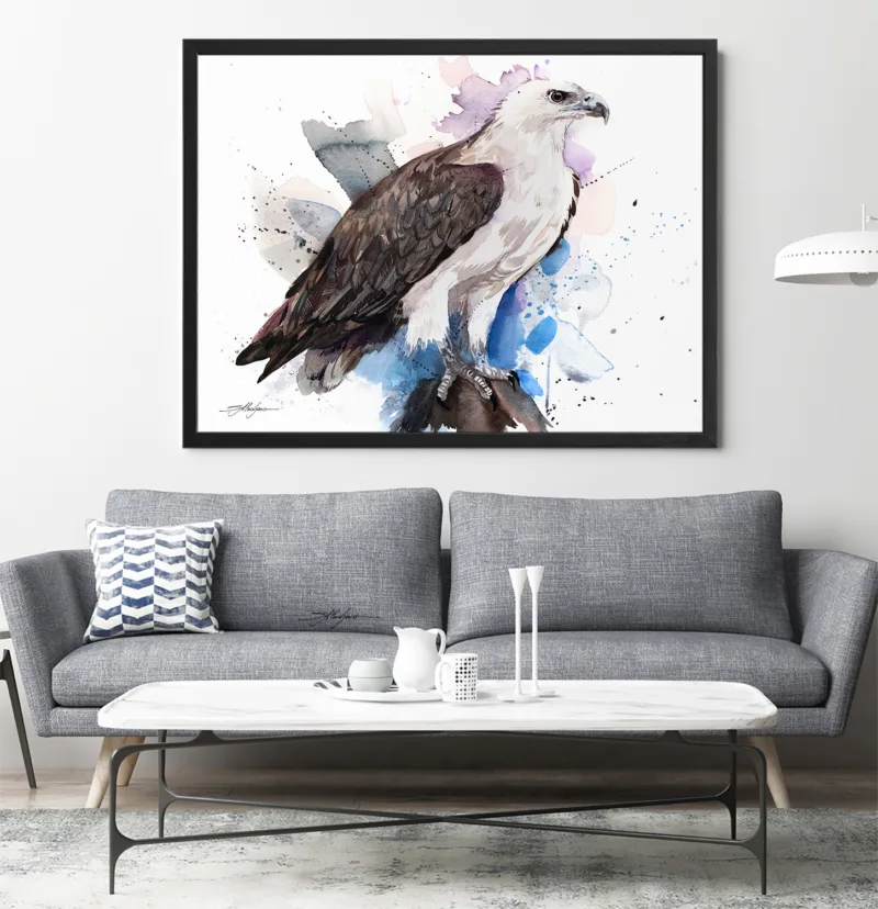 White-bellied sea eagle watercolor painting, limited edition art print by Slaveika Aladjova, view 2