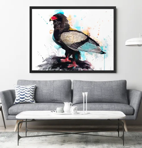 Bateleur eagle watercolor painting, limited edition art print by Slaveika Aladjova, view 2