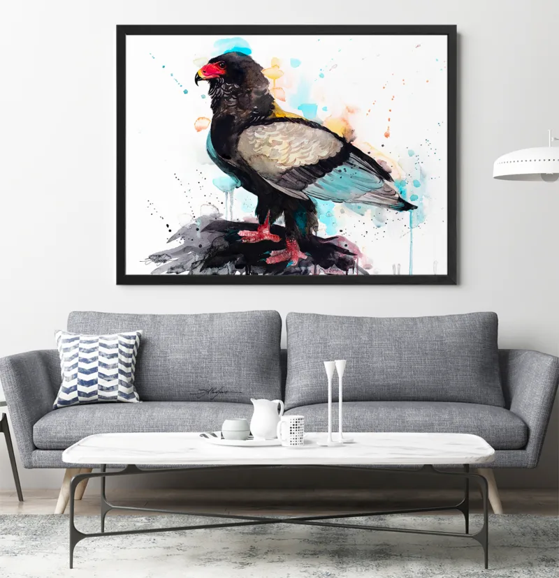 Bateleur eagle watercolor painting, limited edition art print by Slaveika Aladjova, view 2