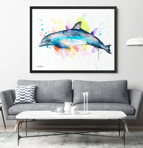 Bottlenose dolphin Bottlenose dolphin watercolor painting, limited edition art print by Slaveika Aladjova