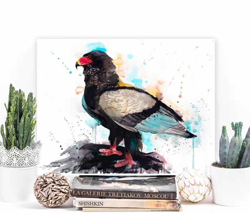 Bateleur eagle watercolor painting, limited edition art print by Slaveika Aladjova, view 3
