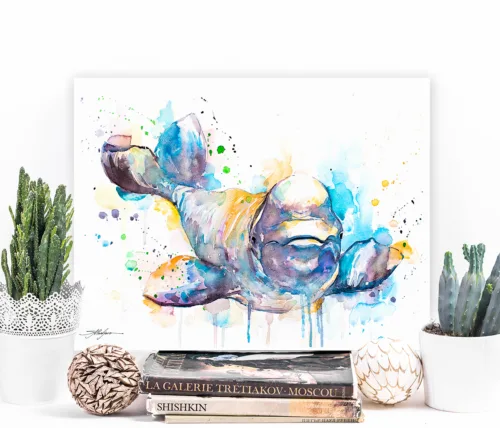 Beluga whale watercolor painting, limited edition art print by Slaveika Aladjova