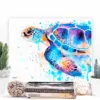 Blue sea turtle watercolor painting seen from above, limited edition art print by Slaveika Aladjova, view 2