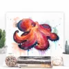 Coconut octopus watercolor painting, limited edition art print by Slaveika Aladjova, view 2