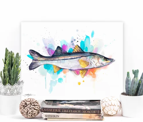 Snook watercolor painting, limited edition art print by Slaveika Aladjova, view 2