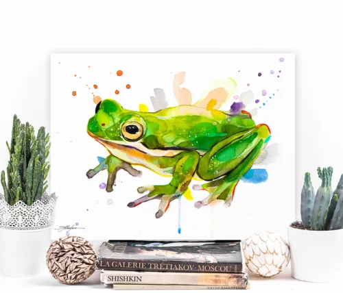 Green Tree Frog Green tree frog watercolor painting, limited edition art print by Slaveika Aladjova